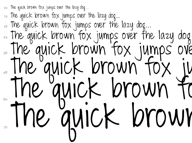 DJB Miss Molly Brown font waterfall